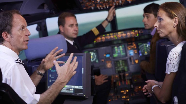 La séance en simulateur durant le stage "apprivoiser l'avion" d'Airfrance pour lutter contre le stress