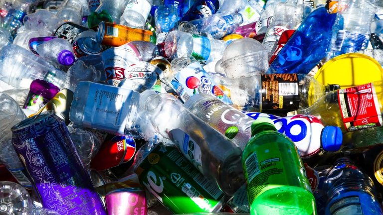 A recycling bin near Bournemouth beach, helping people to recycle their plastic.