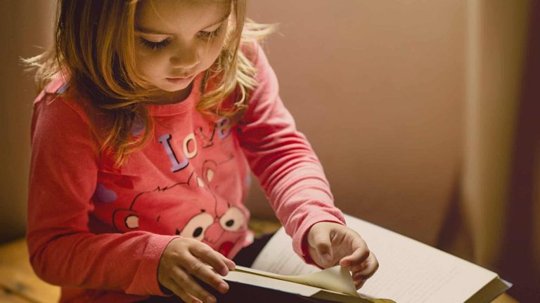 girl in pink sweatshirt