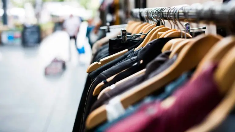 Hangers in a clothes store